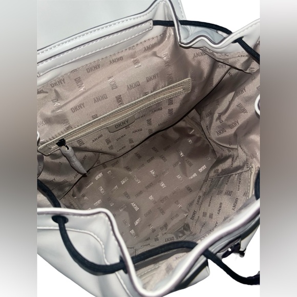 DKNY DAMIAN Drawstring snap closure BACKPACK in Pearl/Off white🔥 NWT - Picture 11 of 12